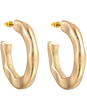 The Jewellery Stockroom Plated Chunky Textured Hoop Earrings - Metallic