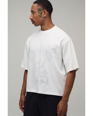 BoohooMAN Oversized Boxy Gothic Slub Jersey T-Shirt - White