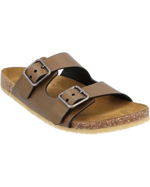 Saint Laurent Smooth Leather "Jimmy" Flat Sandals - Brown