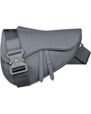 Dior Leather Saddle Bag - Grey