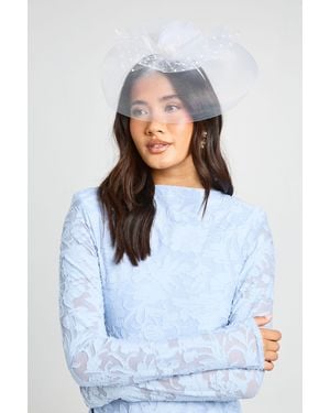 Boohoo Polka Dot Headband Hair Fascinator - White