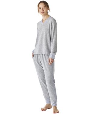 J&j Brothers Jjb5 Soft Knit V-Neck Long Sleeve Pyjamas - Grey