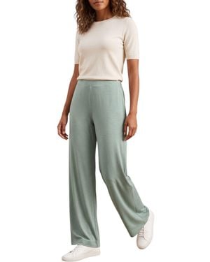 Kenneth Cole Leggings Pull On Wide Leg Trouser Rise Stretchable Bottom - Green