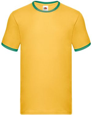 Fruit Of The Loom Ringer Contrast T-Shirt (Sunflower/Kelly) - Yellow