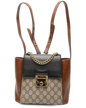 Gucci Pre-Owned Gg Supreme Padlock Backpack - Brown