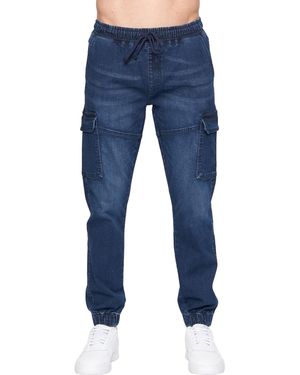 Crosshatch Malimore Gesloten Enkellange Cargo Jeans (donkere Wasbeurt) - Blauw