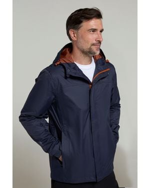Mountain Warehouse 'Torrent' Rain Jacket With Zipped Pockets Waterproof Adjustable Hem - Blue