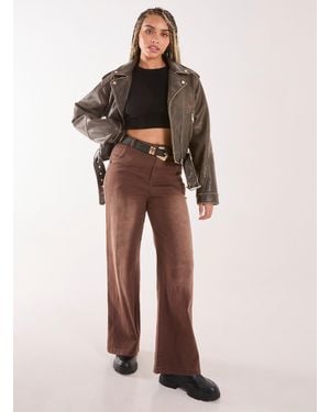 Pink Vanilla Acid Wash Wide Leg Jeans - Brown
