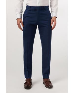 Antique Rogue Flat Fronted Slim Fit Suit Trousers - Blue