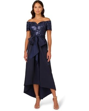 Adrianna Papell Sequin Taffeta Gown - Blue
