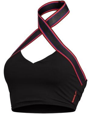 Speedo Halter Neck Sleeveless Bralet Athletic Top - Black