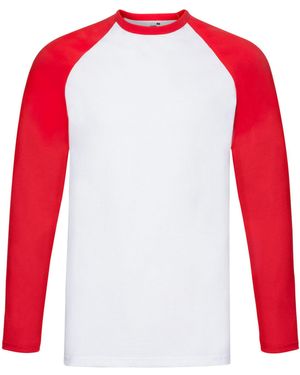 Fruit Of The Loom Contrast Honkbal T-shirt Met Lange Mouwen (wit/rood)