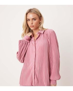 Vila Plisse Shirt Co-Ord - Pink