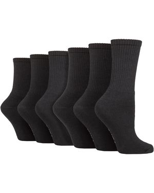 SOCKSHOP TORE 6 Pack Ladies Plain Crew Sport Socks - Black