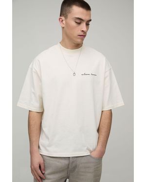 BoohooMAN Oversized Homme Heavyweight Extended Neck Boxy T-Shirt - White