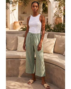 Roman Petite Metallic Stripe Cropped Trouser - Green