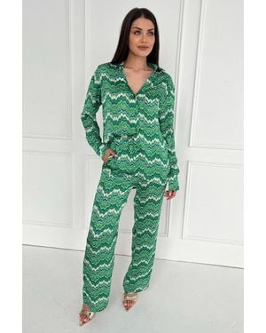 AX Paris Abstract Printed Trousers - Green