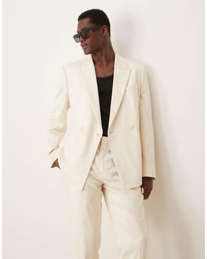 ASOS Slim Double Breasted Suit Jacket - Natural