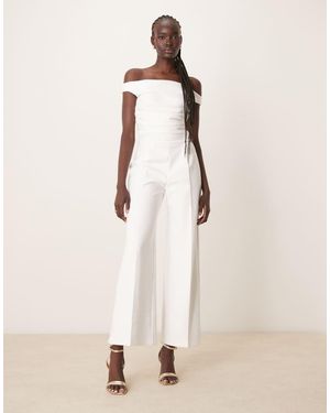 Abercrombie & Fitch Off The Shoulder Draped Jumpsuit - Natural