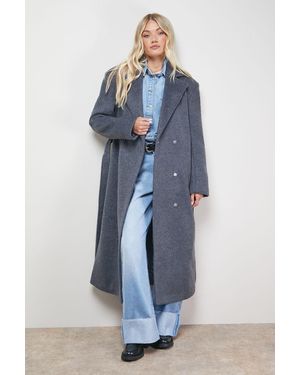 Oasis Brushed Belted Coat - Blue