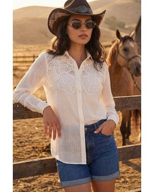 D.u.s.k Lace Trim Button Shirt - White