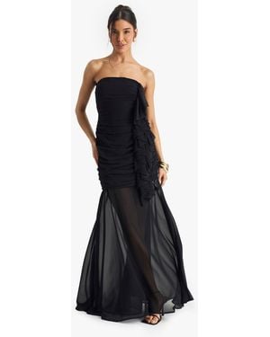 Boohoo Chiffon Ruched Maxi Dress - Black