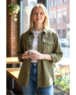 Secret Label Oversize Denim Shirt - Green