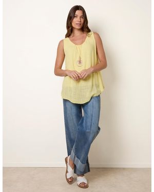 Blue Vanilla Double Layer Scoop Neck Vest - Blue