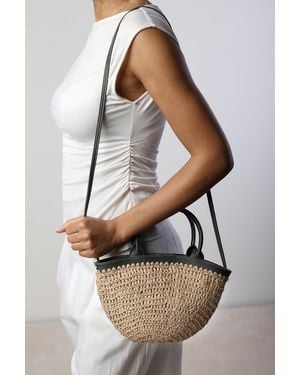 Where's That From Jianna Woven Raffia Tote With Cross Body - Green