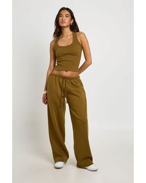 Boohoo Ribber Racer Vest Top And Jogger Tracksuit - Green