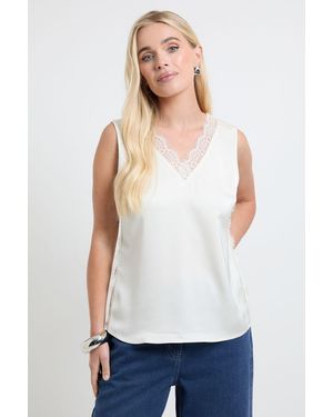 Wallis Petite Lace Trim Cami Top - White