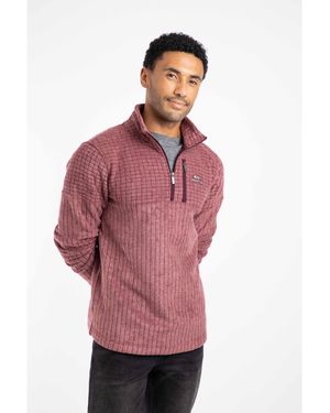 Weird Fish Longmont Grid Eco Friendly Quarter Zip Fleece Top (Port) - Red