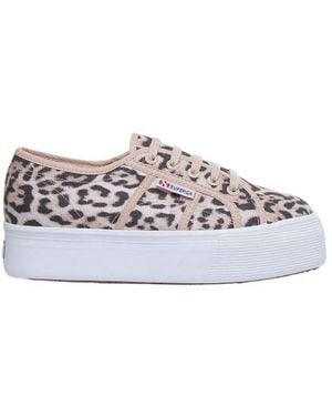 Superga Ladies 2790 Jaguar Print Trainers - Grey