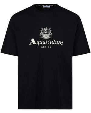 Aquascutum Active Big Logo T-Shirt Cotton - Black
