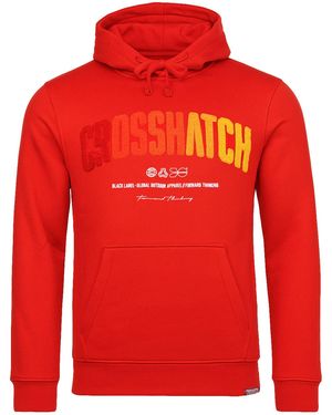Crosshatch Chest Print Hoodie Cotton - Red