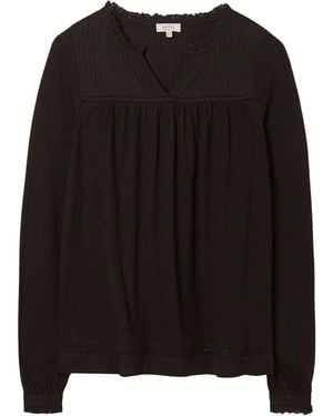 FatFace Natalia Pleated Gipsy Top - Black