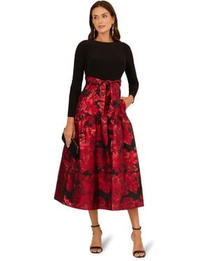 Adrianna Papell Combo Floral Jacquard Dress - Red