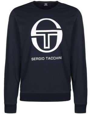 Sergio Tacchini Long Sleeve Crew Neck Ciao Jumpers 38027 200 Cotton - Blue