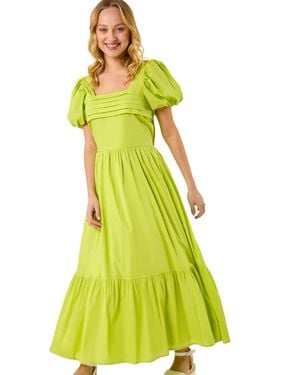 D.u.s.k Pleated Puff Midi Dress - Yellow