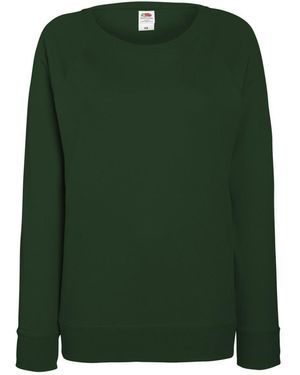 Fruit Of The Loom Dames Getailleerd Lichtgewicht Raglan Sweatshirt (240 Gsm) (bottle Groen)