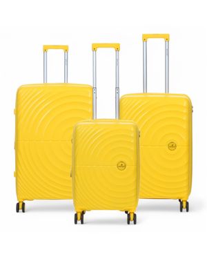 Infinity Leather Expandable Hard Shell 8 Wheels Luggage Cabin Suitcase - Yellow