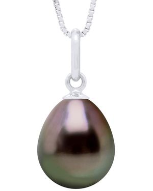 Ateliers Saint Germain Pendant Articulated Thread 375 And Real Cultured Tahiti Pearl Pear 9-10 Mm - Brown