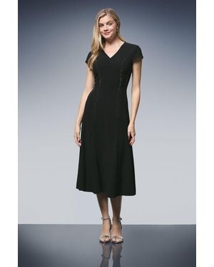 PRINCIPLES Studded Fit & Flare Crepe Midi Dress - Blue