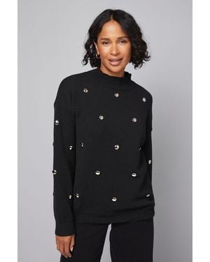 Wallis All Over Stud Detail Jumper - Black