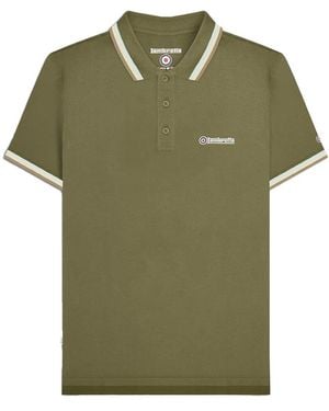 Lambretta Triple Tipped Polo Shirt (Khaki/Aqua//Cashew) - Green