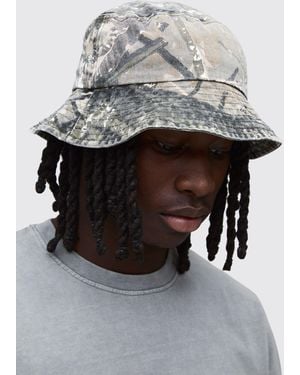 BoohooMAN Camo Bucket Hat - Grey