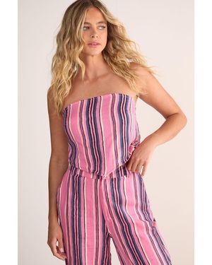 Nasty Gal Cotton Gauze Stripe Bandeau Tie Back Top - Pink