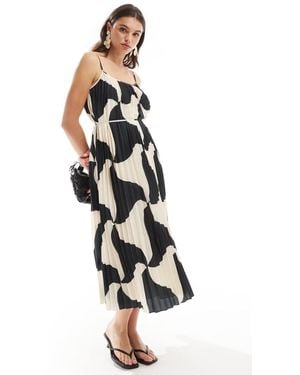 Whistles Triangle Swirl Pleated Midi Dress - White