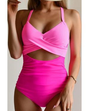 Azura Exchange Onepiece Swimsuitcrossback Tieback - Pink