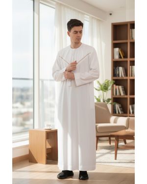 Thobez Eid Moroccan Thobe Robe Djellaba Ramadan Eid Jubba Lfs- Hm10 - Natural